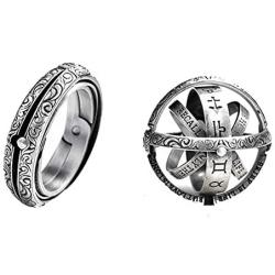 JAJAFOOK Astronomical Sphere Ball Deformation Ring Cosmic Finger Ring Lover Gifts, Titanium Steel Rings