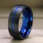 ringheart 2 Rings Luxury Couple Rings Black Gold Filled Princess Cut Blue Cz Womens Wedding Ring Sets Man Tungsten Wedding Band (Please Buy Two Rings for one Pair)