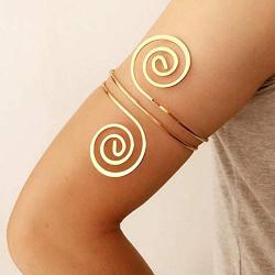 ALoveSoul Adjustable Gold Upper Arm Jewelry Cuff Bracelet Armlet Armband Bangle