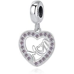 Mother Mom Birthstone Charms 925 Sterling Silver Bead Fit Pandora charms Bracelet, Fit Mothers Day Christmas Birthday Gift