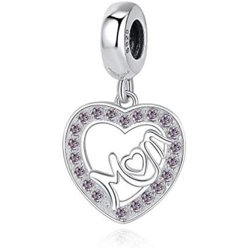 Mother Mom Birthstone Charms 925 Sterling Silver Bead Fit Pandora charms Bracelet, Fit Mothers Day Christmas Birthday Gift