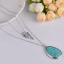 Lux Accessories Womens Stone Teardrop & Arrowhead Double Layered Necklace Set
