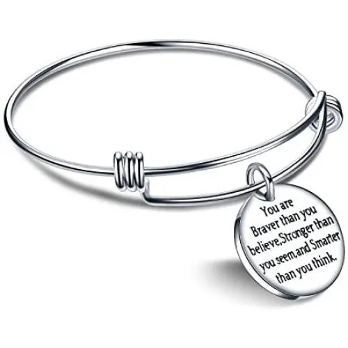 You are Braver Stronger Smarter than you think Inspirational Expandable Bangle Bracelet Women You are Braver Stronger Smarter than you think Inspirational Expandable Bangle Bracelet Women