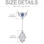 PEIMKO Y Lariat 925 Sterling Silver Hamsa hand Evil Eye Pendant Necklace, Cubic Zirconia Protection Amulet Necklace for Women