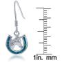 Sterling Silver Created Blue Opal Horseshoe Horse Dangle Earrings