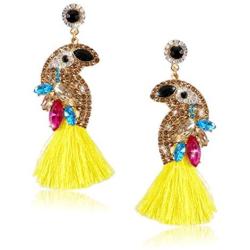 Rhinestone Bird Tassel Earrings for Women - Cute Parrot Tassel Earrings - Bohemian Handmade Fashion Bird Earrings - Gift for Girls and Women Mom, Sister, Wife, Girlfriend