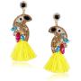 Rhinestone Bird Tassel Earrings for Women - Cute Parrot Tassel Earrings - Bohemian Handmade Fashion Bird Earrings - Gift for Girls and Women Mom, Sister, Wife, Girlfriend
