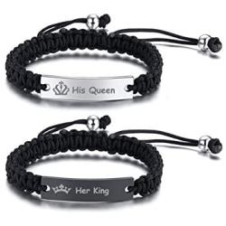 XUANPAI Personalized Handmade Braided Rope ID Plate Couples Bracelets for Women Men Friendship …