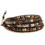 BLUEYES COLLECTION ''Hot Mix Color India Agate Stainless Steel Snap Button Lock Genuine Leather Bracelet