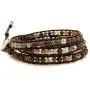 BLUEYES COLLECTION ''Hot Mix Color India Agate Stainless Steel Snap Button Lock Genuine Leather Bracelet