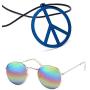 BOMAIL Hippie Dressing Accessory Set Hippie Glasses and Peace Sign Necklace