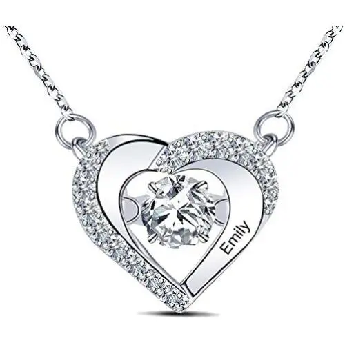 YINSHIFU Personalized Name Necklace 925 Sterling Silver Beating Heart Pendant with Simulated Birthstone Promise Necklace Forever Love Jewelry Gift for Women YINSHIFU Personalized Name Necklace 925 Sterling Silver Beating Heart Pendant with Simulated Birthstone Promise Necklace Forever Love Jewelry Gift for Women