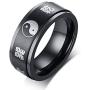 PJ Jewelry Mens Tai Chi Yin Yang Bagua Balance Ring Stainless Steel Taoism Zen Spirit Talisman Spinner Band