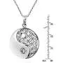 AeraVida Yin Yang Balance Flower of Life .925 Sterling Silver Pendant Necklace