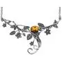 PZ Paz Creations 925 Sterling Silver Floral Swirl Gemstone Statement Necklace PZ Paz Creations 925 Sterling Silver Floral Swirl Gemstone Statement Necklace