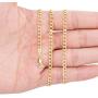 Nuragold 10k Yellow Gold 3.5mm Cuban Chain Curb Link Diamond Cut Pave Two Tone Pendant Necklace, Mens Womens Lobster Lock 16'' 18'' 20'' 22'' 24'' 26'' 28'' 30''