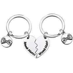 BAUNA Twin Jewelry Twin Matching Keychains Set for 2 Womb Mates Key Ring Pinky Promise BFF Jewelry for Twin Sisters Brothers Pinky Swear Best Gift