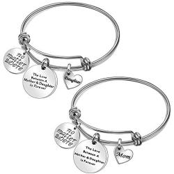 No Matter Where Mother Daughter Bangle Bracelets Gifts The Love Between Mother and Daughter Is Forever