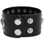 Black metal rivets studs punk rock biker wide belt leather bracelet guard wrist strap skull