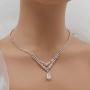 UDORA Crystal Teardrop Necklace Earrings Jewelry Set with Bracelet Party Prom Wedding