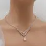 UDORA Crystal Teardrop Necklace Earrings Jewelry Set with Bracelet Party Prom Wedding