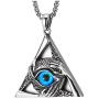 COOLSTEELANDBEYOND Steel Vintage Evil Eye Protection Hands Triangle Pendant Necklace for Men Women 30 Inch Wheat Chain