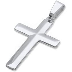 Sterling Silver Diamond Cut Thick Solid Cross Pendant 1.5'' Long Choose Your Color (Fit Upto 6mm Link Chain)