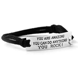 Luvalti “You Are Amazing You Can Do Anything You Rock” Pendant Leather Bracelet - Motivational Jewelry Gift