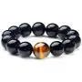 Rustenhof Black Obsidian Bracelet Natural Stone Tiger Eye Bracelets with a Unique Match 10MM or 12MM Beads Good Gift for Men and Women