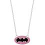 DC Comics Batgirl Silver Plated Black Logo Rose Crystal Pendant, 18''