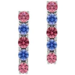 925 Sterling Silver 5-Stone Drop Earrings Set with Blue and Pink Zirconia from Swarovski (1.00 Cttw, 3/4 Inch)