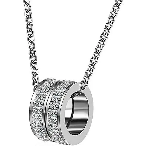 Jude Jewelers Stainless Steel Two Eternity Rings Charm Statement Wedding Party Collar Necklace Jude Jewelers Stainless Steel Two Eternity Rings Charm Statement Wedding Party Collar Necklace