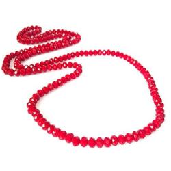 Colorful crystal beaded cardigan necklace, handmade long necklaces for women and girls - Red