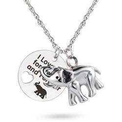 I Love You for Always and Forever Elephant Urn Necklace for Ashes Cremation Urn Pendant Keepsake Jewelry