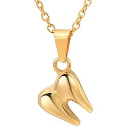 U7 Dental Necklace Mini Cute Teeth Pendant Rolo Chain Stainless Steel / 18K Gold Plated Tooth Necklaces