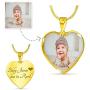 Atiara Gifts Personalized Photo Engraved Heart Gold Pendant, Shaped Custom Photo Necklace, Picture Charm Necklace, Photo Locket Jewelry Gift, Photo Frame with Engraving Message