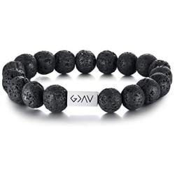 VNOX God is Greater Than Highs&Lows Natural Lave Rock Stone Essential Oil Diffuser Beaded Stretch Bracelet