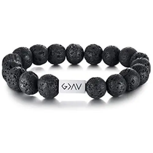 VNOX God is Greater Than Highs&Lows Natural Lave Rock Stone Essential Oil Diffuser Beaded Stretch Bracelet VNOX God is Greater Than Highs&Lows Natural Lave Rock Stone Essential Oil Diffuser Beaded Stretch Bracelet