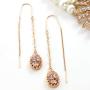 Humble Chic Simulated Druzy Chain Bar Threaders - Boho Glitter Gold-Tone Long Sparkly Needle Drop Earrings for Women - Bohemian Created Geode Stone Pendants