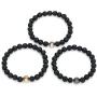 Linsoir Beads Trendy Baseball Bracelet Lava Stone/White Howlite/Matte Black Stone Beaded Bracelet Sports Jewelry for Boy Gift Jewelry 1 pc