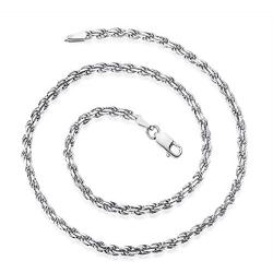 AINUOSHI Yellow Gold or Rhodium Plated Sterling Silver 1.4mm-5.0mm Twist Rope Chain Necklace for Women Men, 16-28 inches