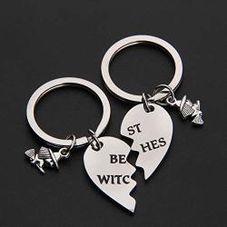 MAOFAED Best Witches Keychain BFF Friendship Gift Sister Gift Broken Heart Best Friend Keychain Set