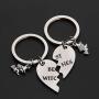 MAOFAED Best Witches Keychain BFF Friendship Gift Sister Gift Broken Heart Best Friend Keychain Set