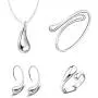 MA&SN 4 Pieces Jewelry Set S925 Sterling Silver Water Drop Shape Earrings Bangle Necklace Ring Women Girl Gift MA&SN 4 Pieces Jewelry Set S925 Sterling Silver Water Drop Shape Earrings Bangle Necklace Ring Women Girl Gift