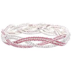 So Pretty Rhinestone Stretch Bracelet for Women Girls Silver Plated Clear Crystal Bridal Jewelry