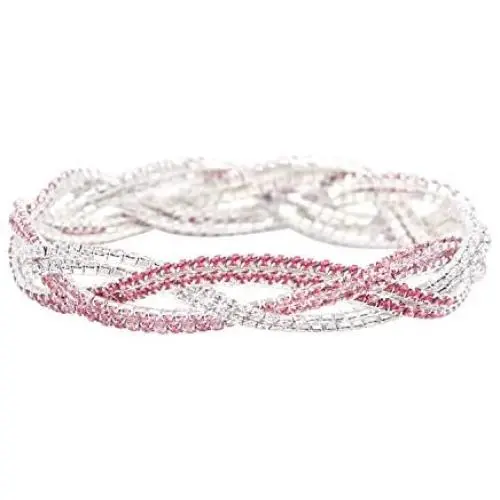 So Pretty Rhinestone Stretch Bracelet for Women Girls Silver Plated Clear Crystal Bridal Jewelry So Pretty Rhinestone Stretch Bracelet for Women Girls Silver Plated Clear Crystal Bridal Jewelry