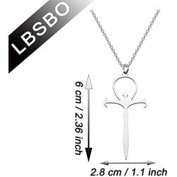 LBSBO Vampire Ankh Pendant Necklace Stainless Steel Vampire Cross Symbol Jewelry