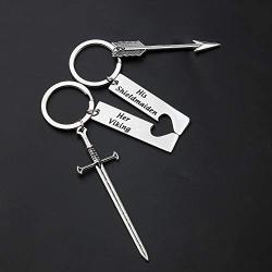 His and Hers Gift Couple Keychain Set Her Viking His Shieldmaiden Set of Two Badass Viking Jewelry