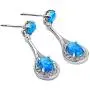 Peora Sterling Silver Earrings for Women, Halo Drop Oval Shape in Natural, Created and Simulated Gemstones