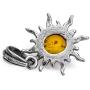 Amber Sterling Silver Small Sun Pendant